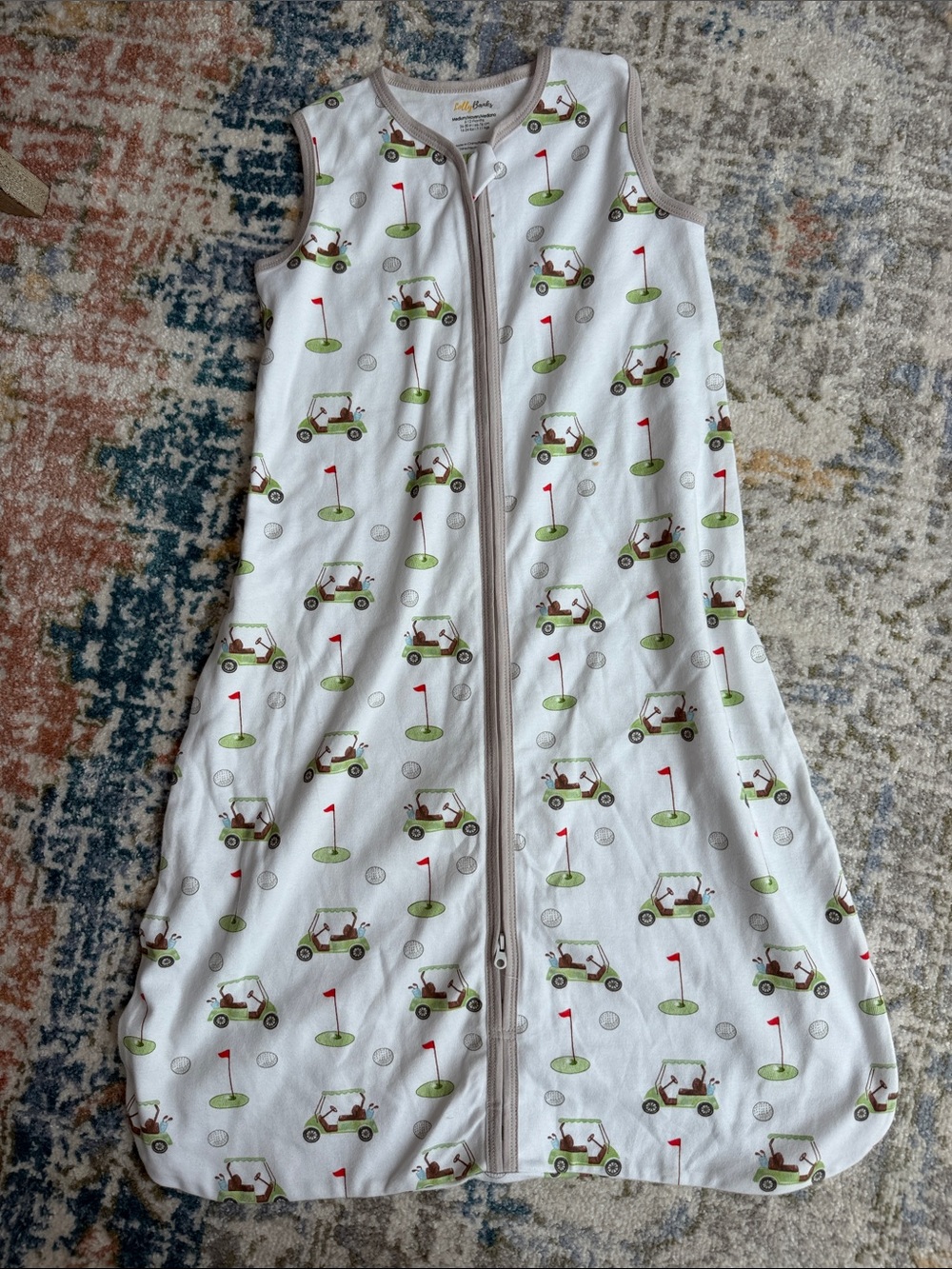 Lolly Banks Baby White Golf Cart Print Sleep Sack Pajamas 12m NEW